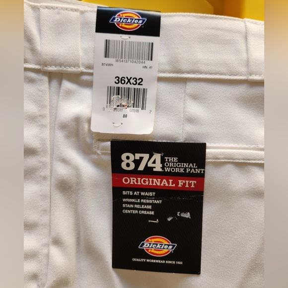 🤍👖🤍 Dickies Men's Original 874® Work Pants - White - Size 36x32 - Picture 2 of 11